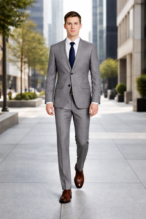 Renoir Suits - Renoir Fashion - Renoir Clothing Super 140s Wool 2-Button CLASSIC FIT Suit in Dark Grey (Short, Regular, and Long Available) by Renoir