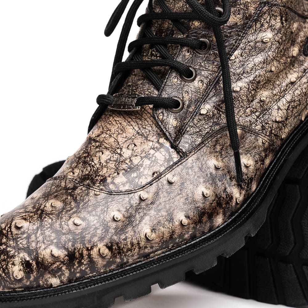 Marco Di Milano Renzo Black Ostrich Hiker Boots 