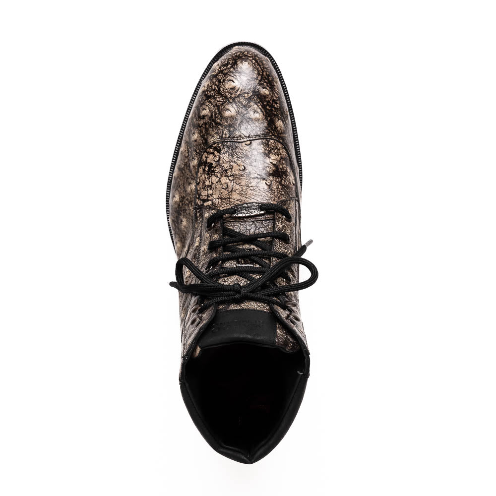 Marco Di Milano Renzo Black Ostrich Hiker Boots 