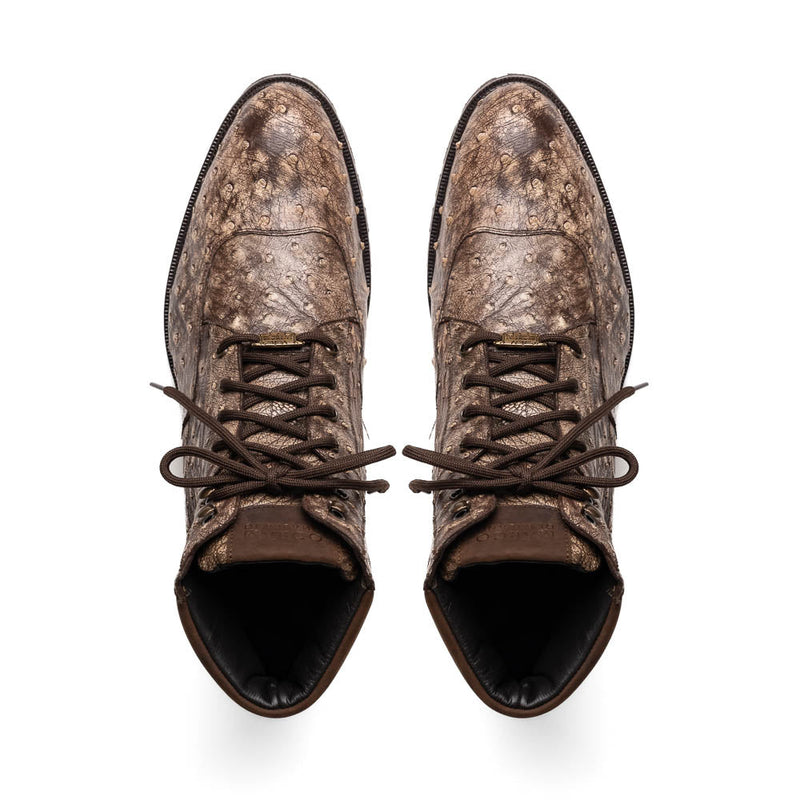 Marco Di Milano Renzo Brown Ostrich Hiker Boots