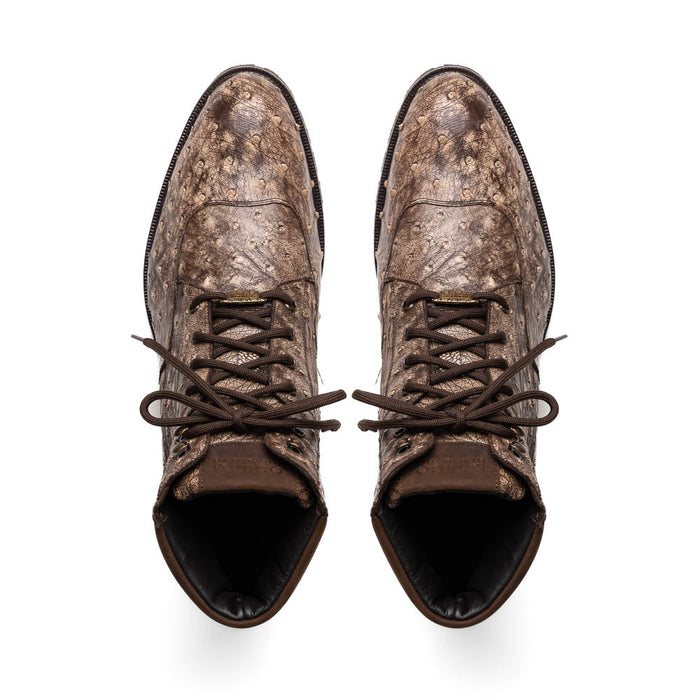 Marco Di Milano Renzo Brown Ostrich Hiker Boots