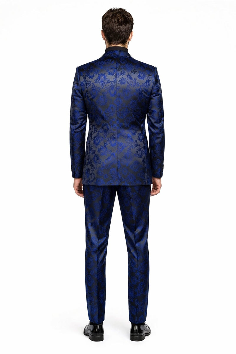 Retro Paris Suits Mens Suit Navy Blue