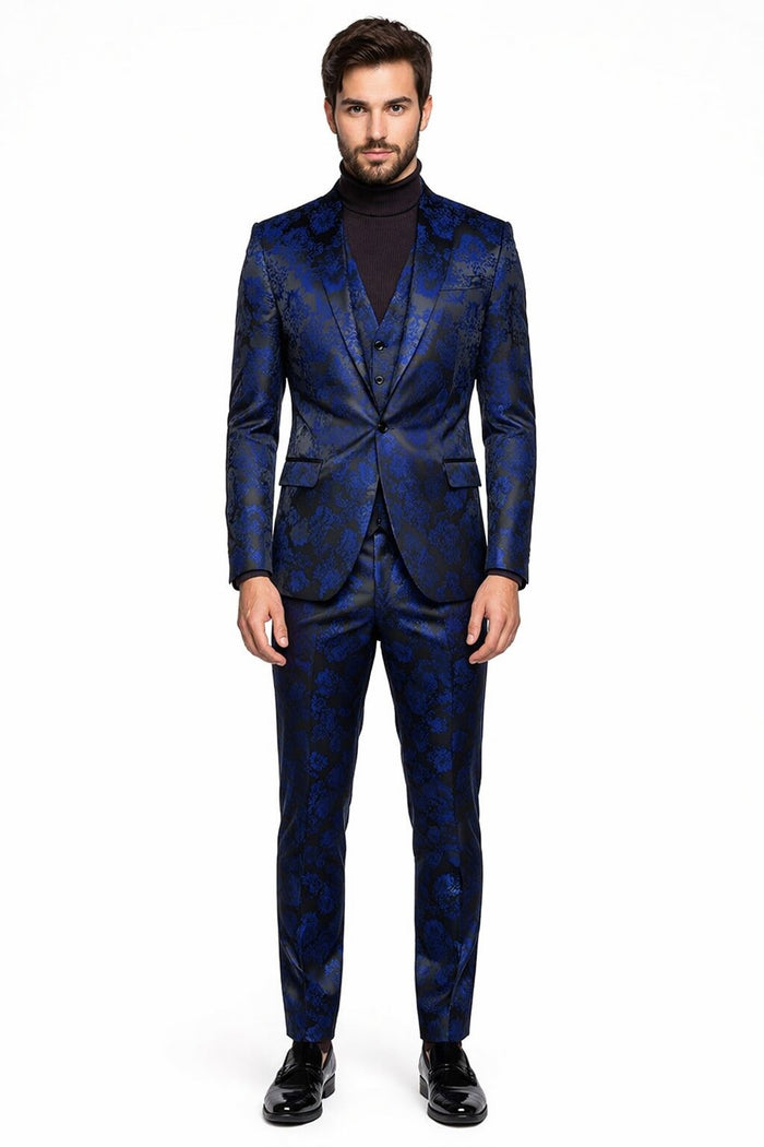 Retro Paris Suits Mens Suit Navy Blue