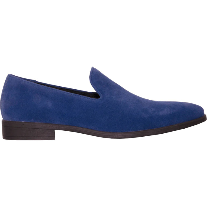 Bravo Mens Vegan Suede Wedding & Prom Slip On Loafer Dress Shoe in Royal Blue
