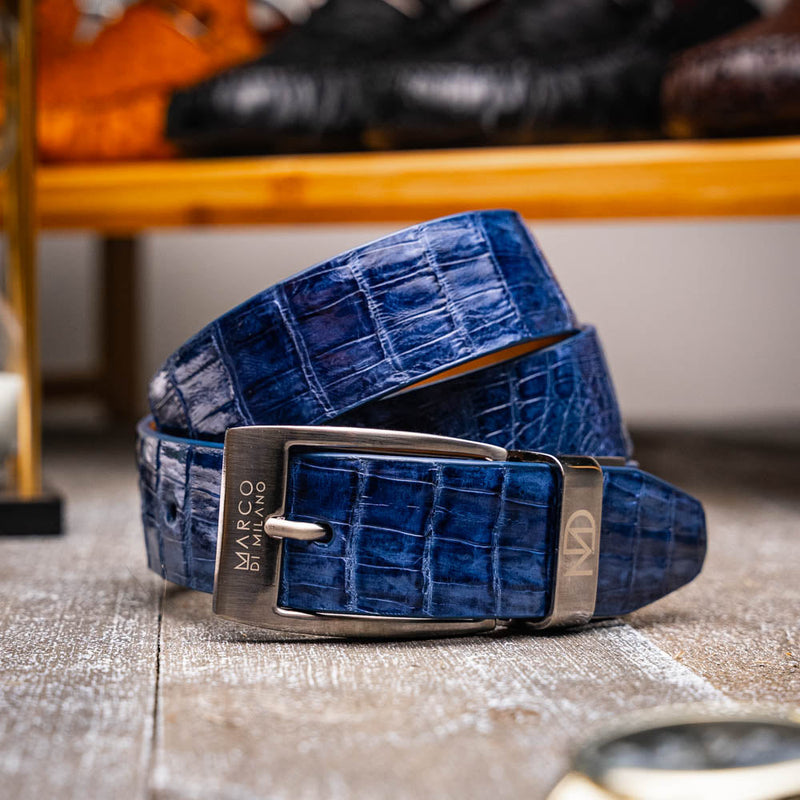 Marco_Di_Milano Riccardo Belt Blue Jeans Leather Loafer