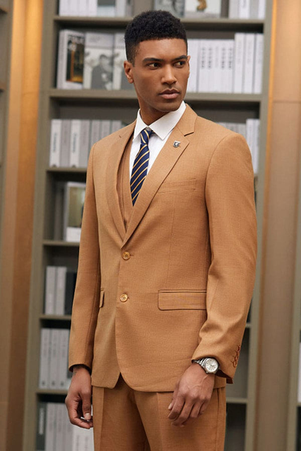 "Mens Stacy Adams Suit - Stacy Adams Suit Men's Fancy Two-Button Vested Suit in Dark Rust"