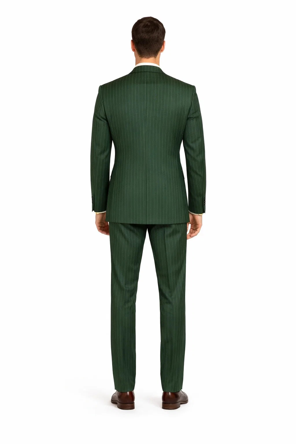 Rockefeller Collection - Double Breasted Stripe Suit Hunter Green Regular Fit 2 Piece