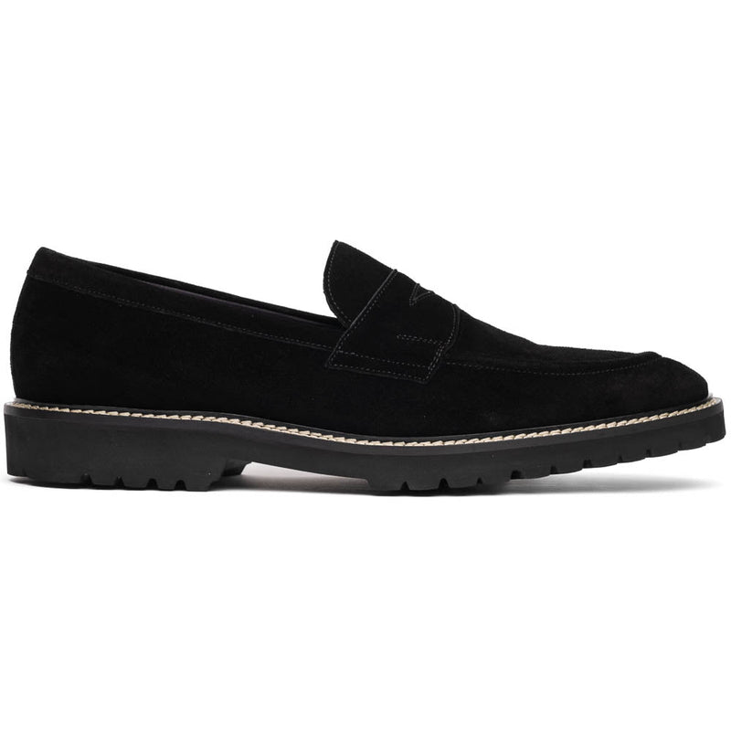 Zelli Roma Versatile Italian Suede Penny Loafers in Black