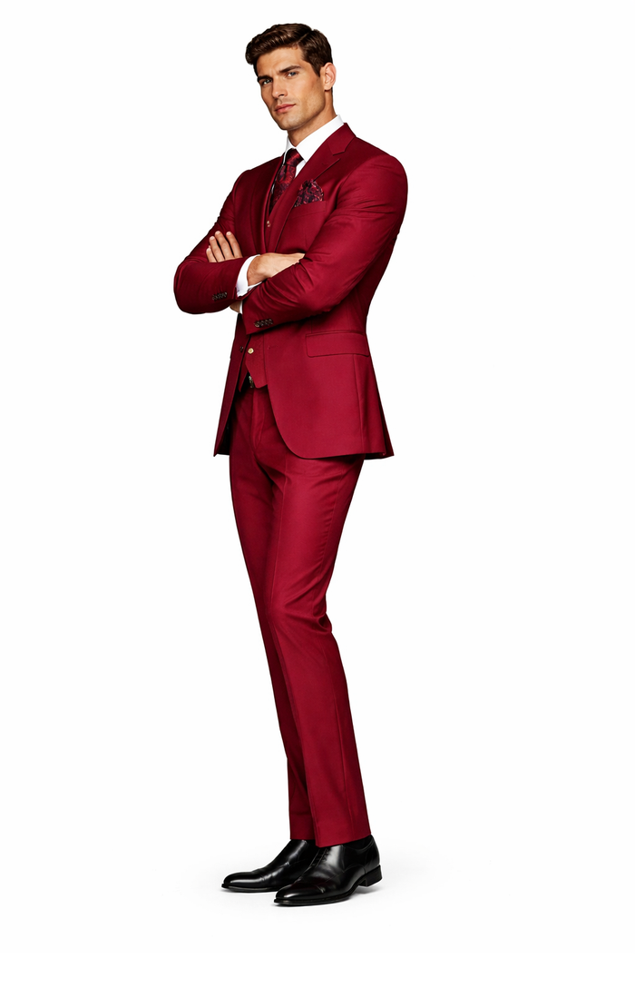 Rossi Man BOND RM1777 Slim Fit 3-Piece Red Suit â€“ Modern Tailored Suit for Men