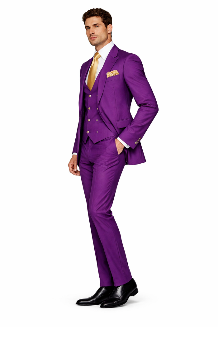 Rossi Man BOND RM1778 Slim Fit 3-Piece Purple Suit â€“ Elegant Tailored Suit for Men