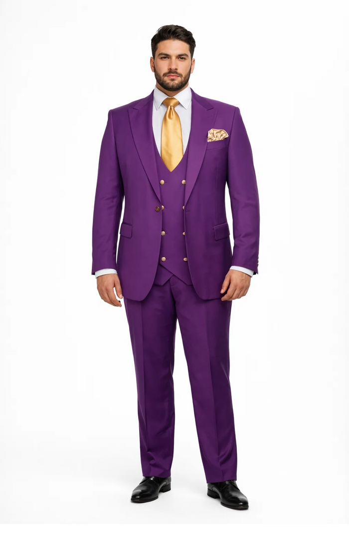 Rossi Man BOND RM1778 Slim Fit 3-Piece Purple Suit â€“ Elegant Tailored Suit for Men