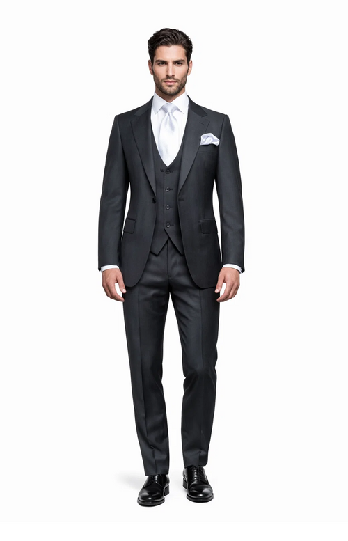 Rossi Man BOND RM1779 Slim Fit 3-Piece Black Suit â€“ Tailored Formalwear for Men