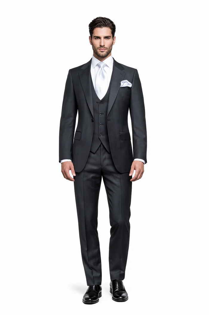 Rossi Man BOND RM1779 Slim Fit 3-Piece Black Suit â€“ Tailored Formalwear for Men