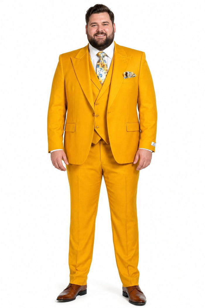 Rossi Man ELI RM103 - Modern Fit 3-Piece Mens Suit in Bold Yellow