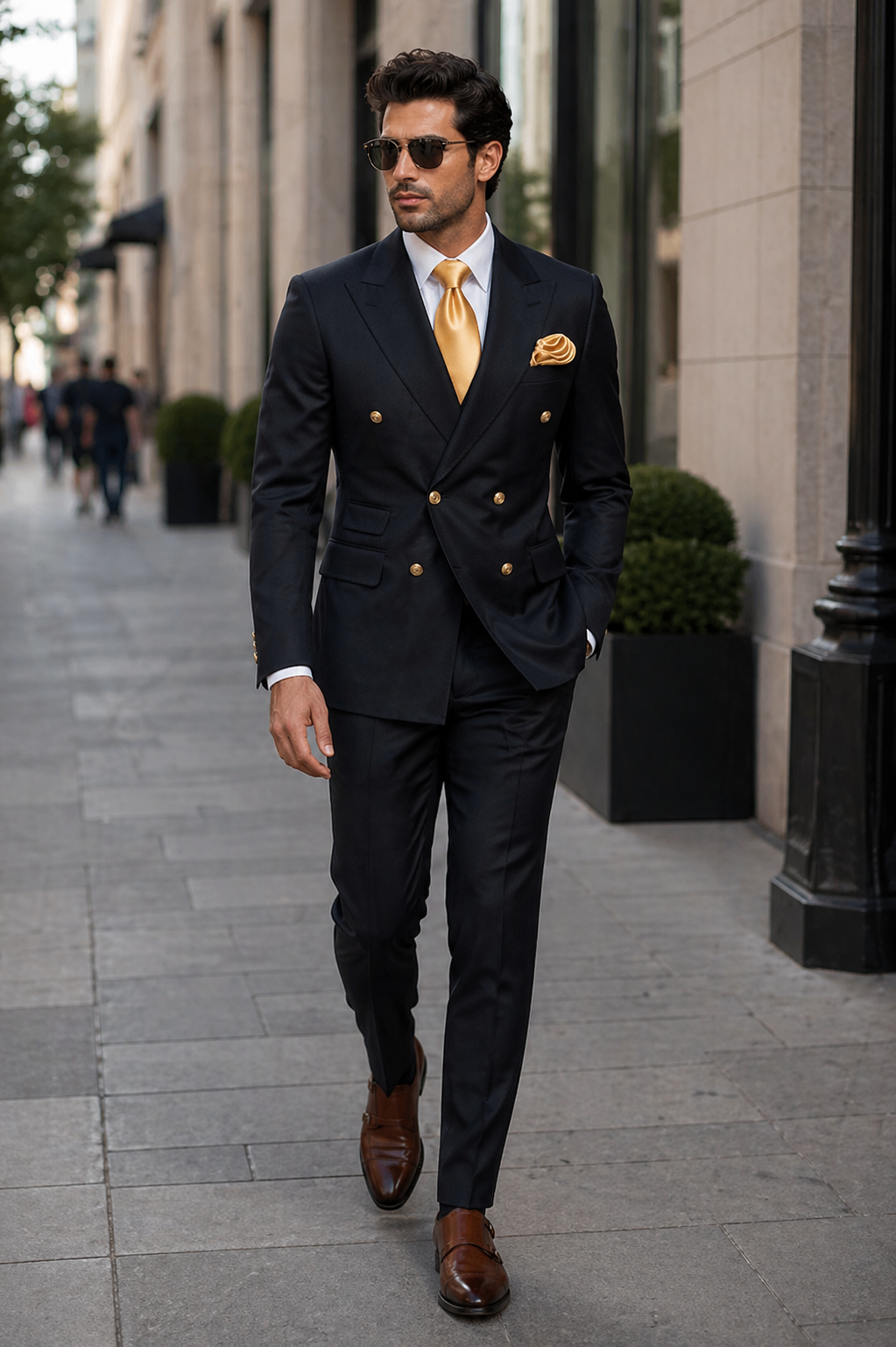 Rossi Man Double-Breasted 2-on-6 Suit â€“ Elegant Men's Formalwear with Flat Front Trousers