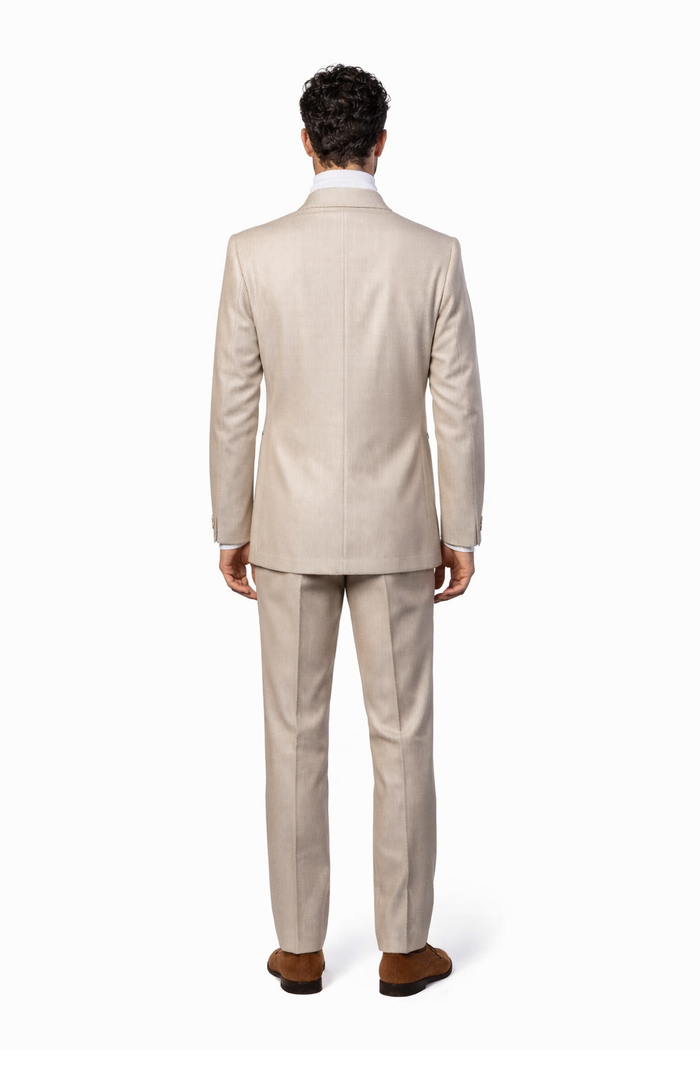 Rossi Man DUKE RM1766 Slim Fit 3-Piece Suit for Men â€“ Modern Cream Off-White Formalwear