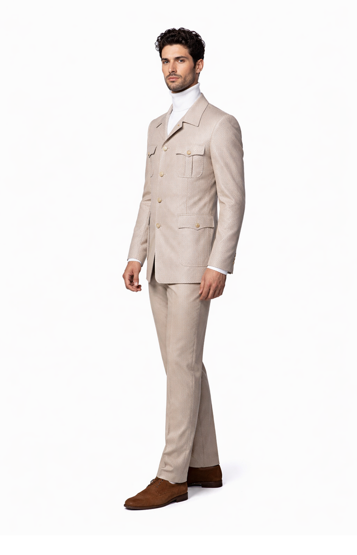 Rossi Man DUKE RM1766 Slim Fit 3-Piece Suit for Men â€“ Modern Cream Off-White Formalwear