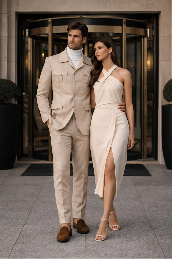 Rossi Man DUKE RM1766 Slim Fit 3-Piece Suit for Men â€“ Modern Cream Off-White Formalwear