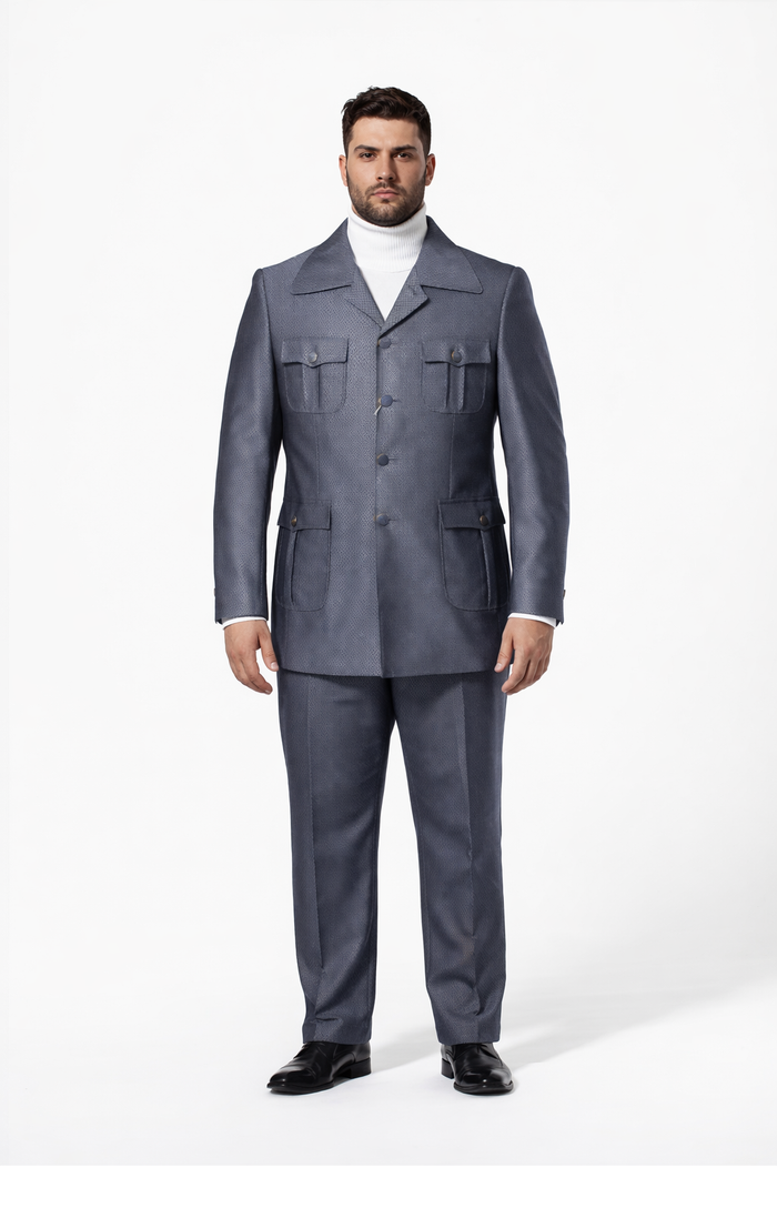 Rossi Man DUKE RM1767 â€“ Slim Fit Steel Grey 3-Piece Suit for Men | Elegant Formalwear