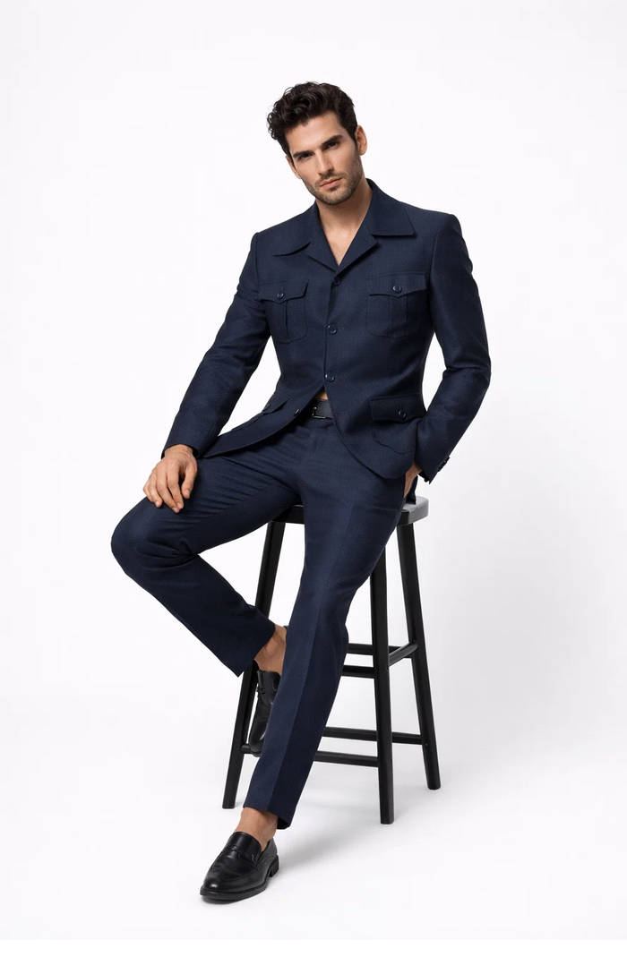 Rossi Man DUKE RM1768 â€“ Slim Fit Navy 3-Piece Suit for Men | Stylish Formalwear