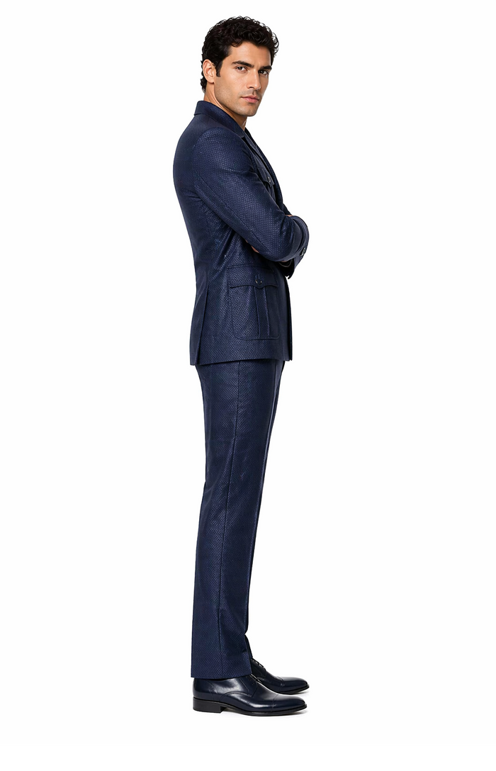 Rossi Man DUKE RM1768 â€“ Slim Fit Navy 3-Piece Suit for Men | Stylish Formalwear