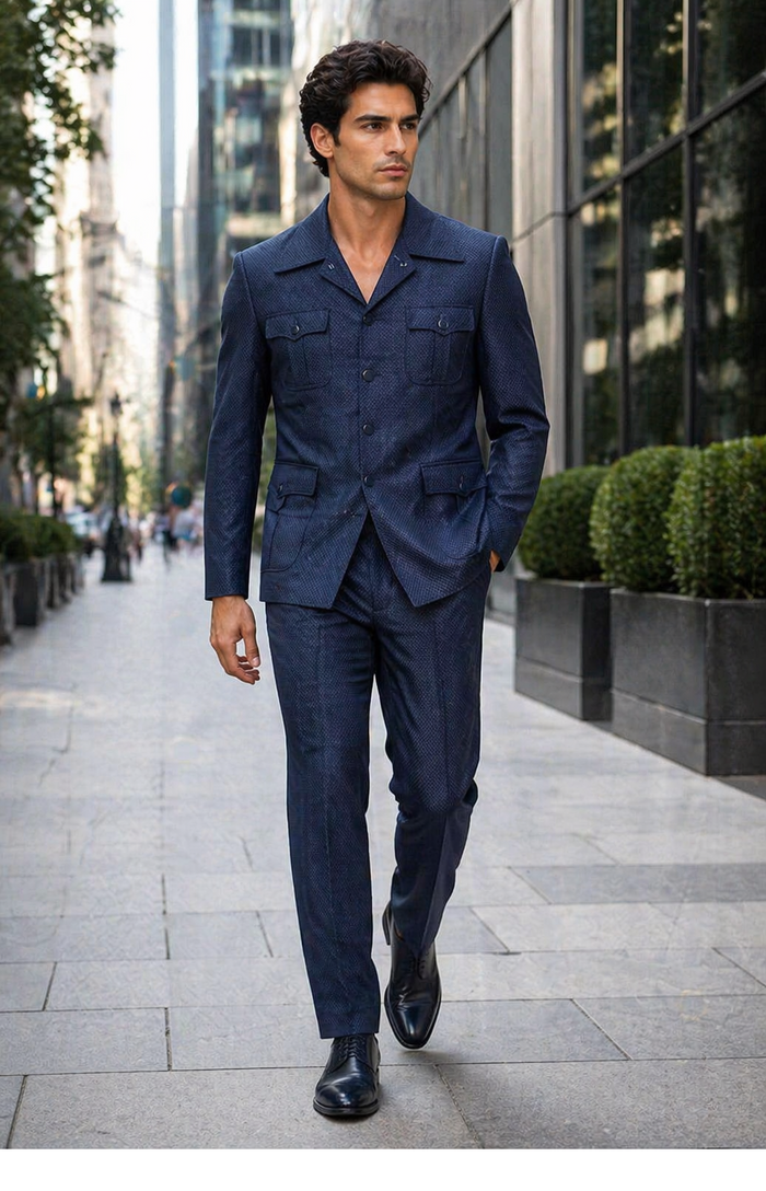 Rossi Man DUKE RM1768 â€“ Slim Fit Navy 3-Piece Suit for Men | Stylish Formalwear