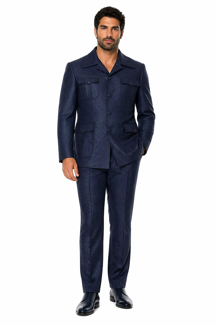 Rossi Man DUKE RM1768 â€“ Slim Fit Navy 3-Piece Suit for Men | Stylish Formalwear