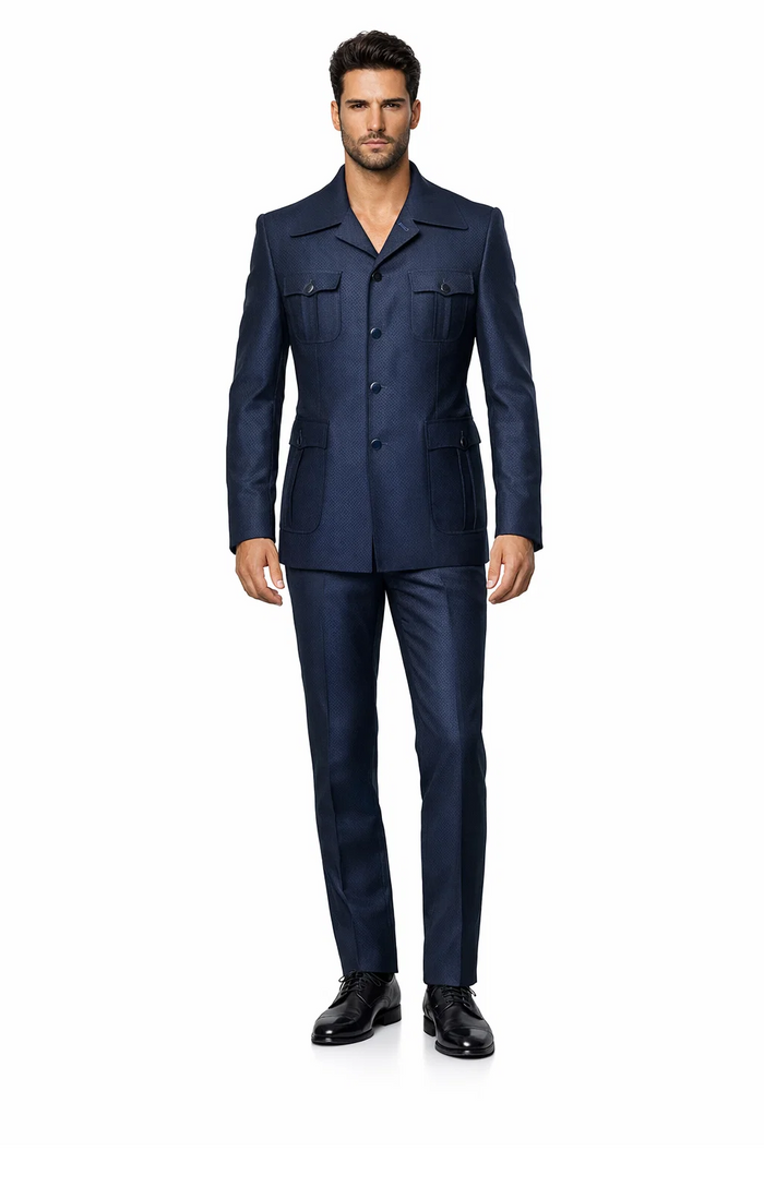 Rossi Man DUKE RM1768 â€“ Slim Fit Navy 3-Piece Suit for Men | Stylish Formalwear