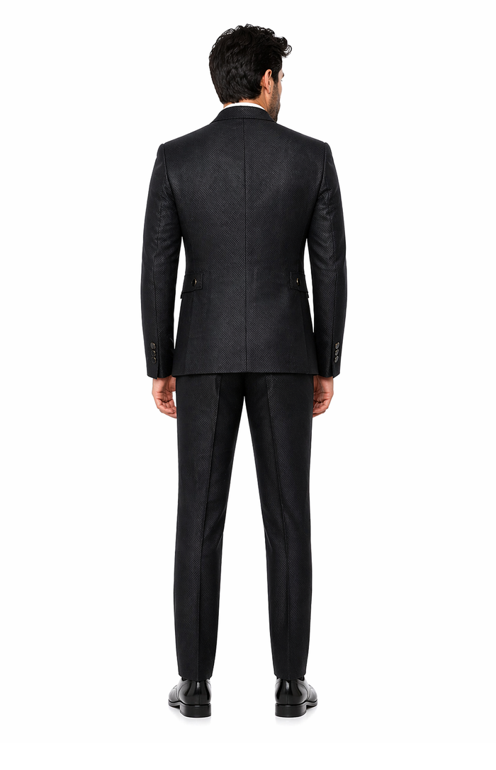 Rossi Man DUKE RM1769 â€“ Slim Fit Black 3-Piece Suit for Men | Modern Formalwear