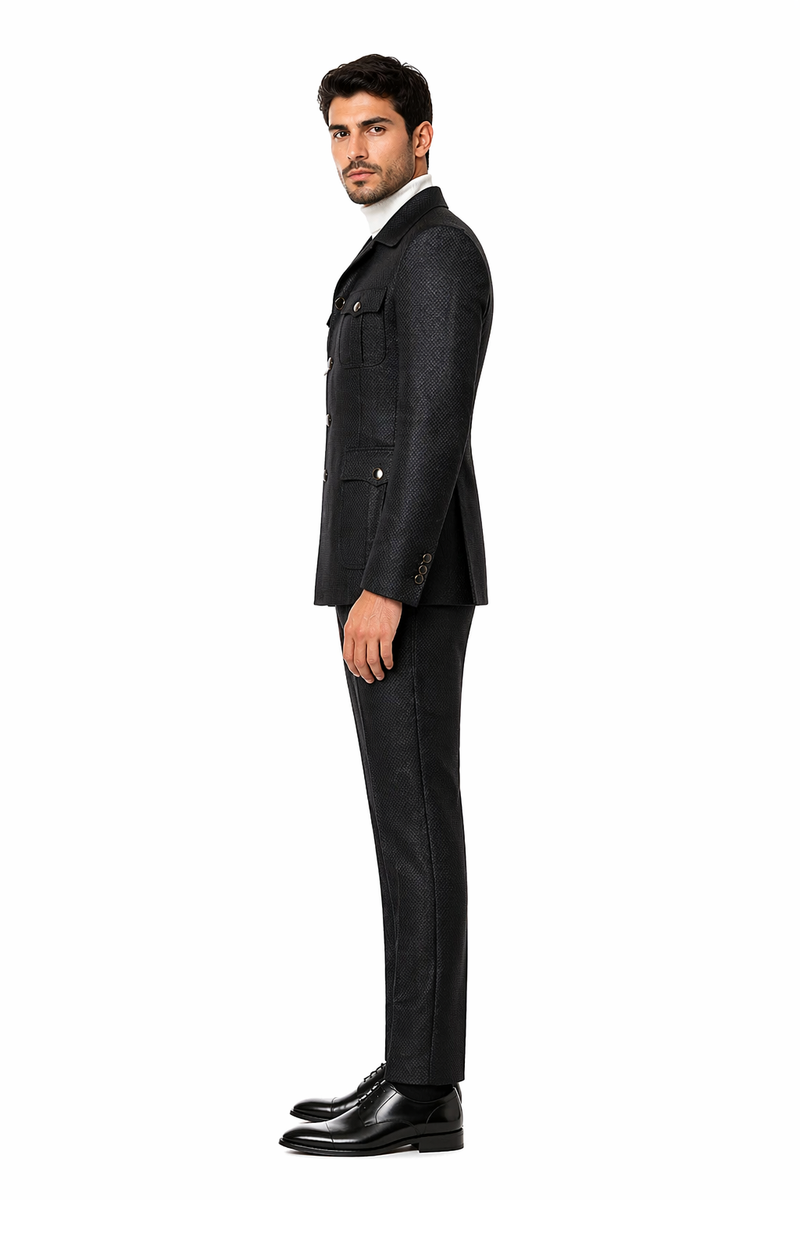 Rossi Man DUKE RM1769 â€“ Slim Fit Black 3-Piece Suit for Men | Modern Formalwear