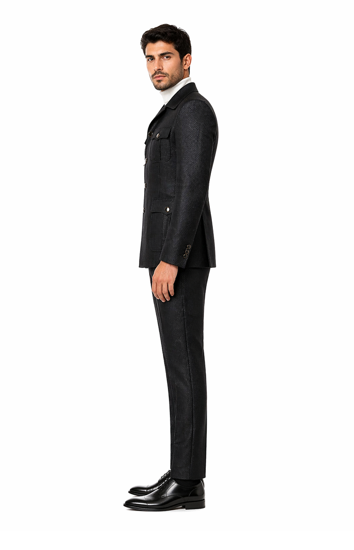 Rossi Man DUKE RM1769 â€“ Slim Fit Black 3-Piece Suit for Men | Modern Formalwear