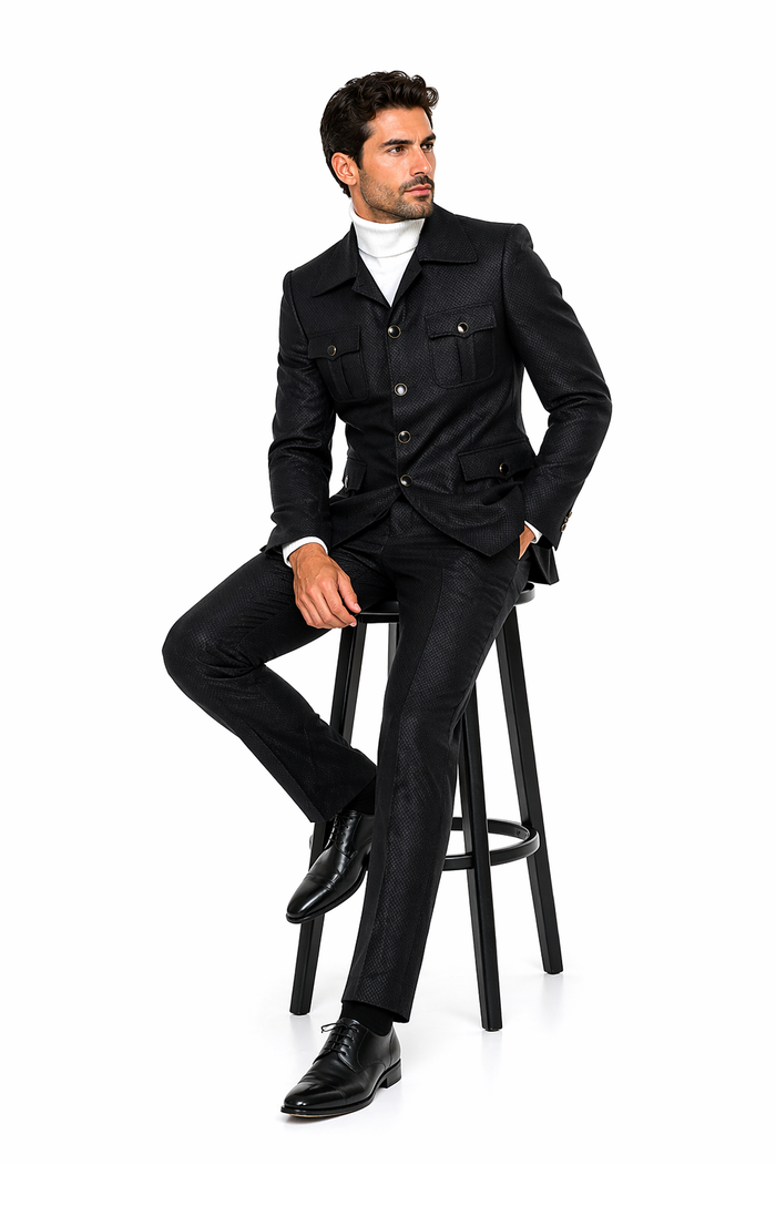 Rossi Man DUKE RM1769 â€“ Slim Fit Black 3-Piece Suit for Men | Modern Formalwear