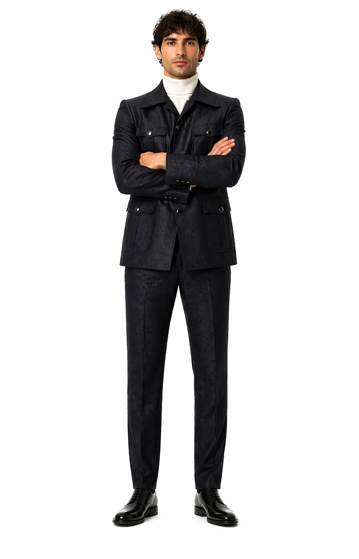 Rossi Man DUKE RM1769 â€“ Slim Fit Black 3-Piece Suit for Men | Modern Formalwear