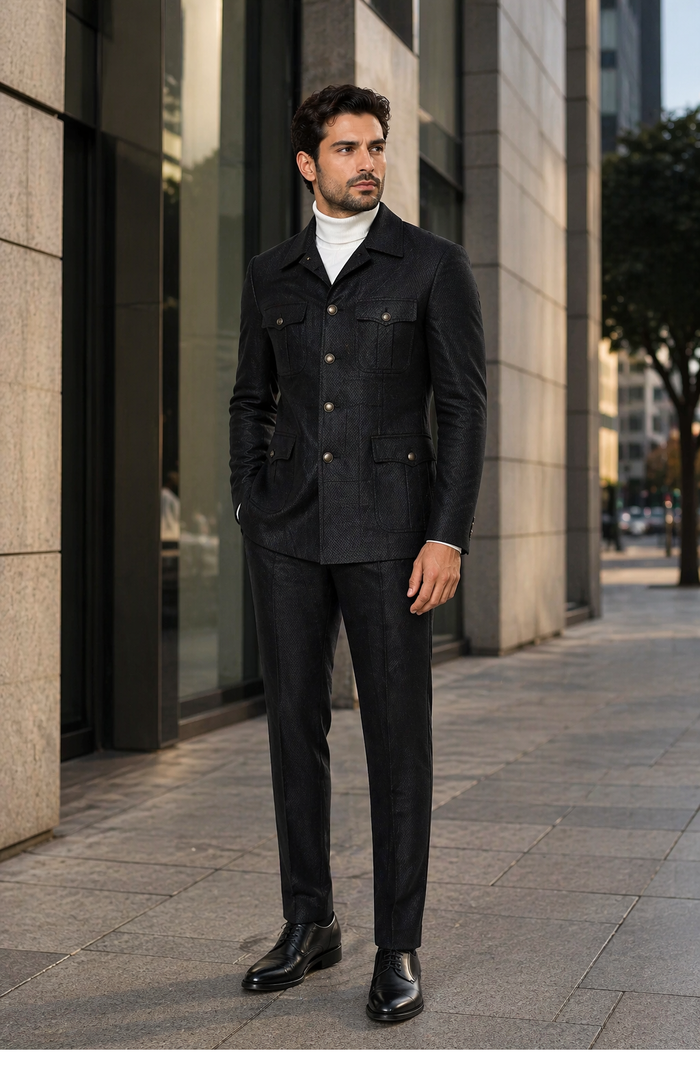 Rossi Man DUKE RM1769 â€“ Slim Fit Black 3-Piece Suit for Men | Modern Formalwear
