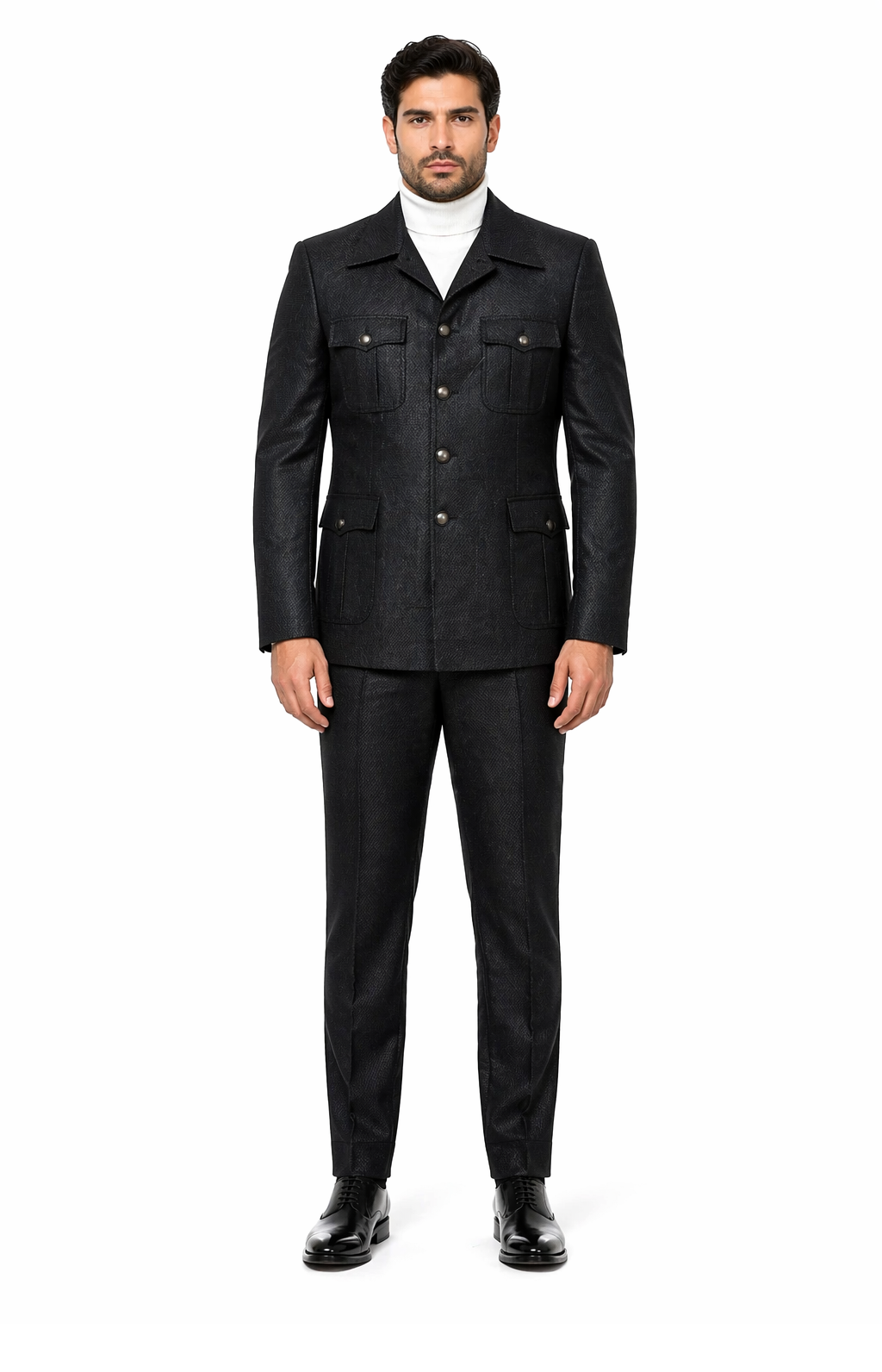 Rossi Man DUKE RM1769 â€“ Slim Fit Black 3-Piece Suit for Men | Modern Formalwear