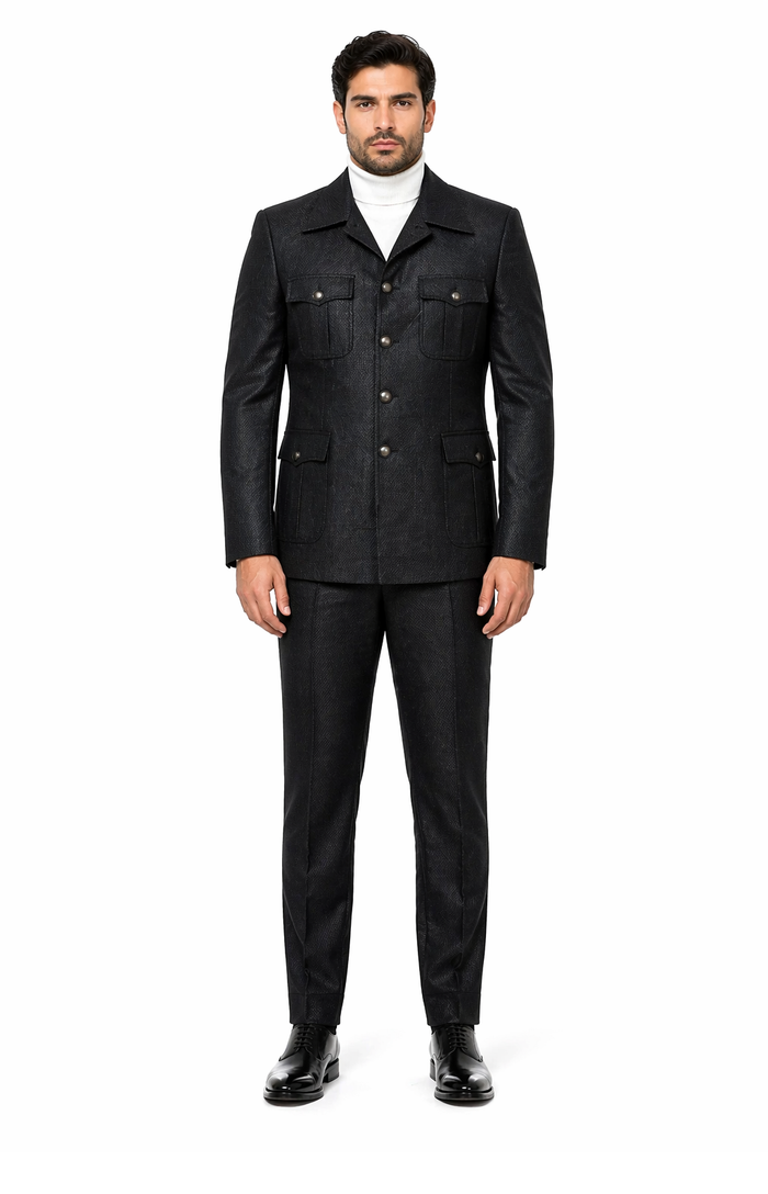 Rossi Man DUKE RM1769 â€“ Slim Fit Black 3-Piece Suit for Men | Modern Formalwear
