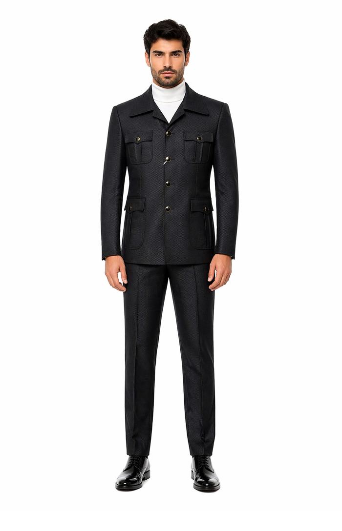 Rossi Man DUKE RM1769 â€“ Slim Fit Black 3-Piece Suit for Men | Modern Formalwear