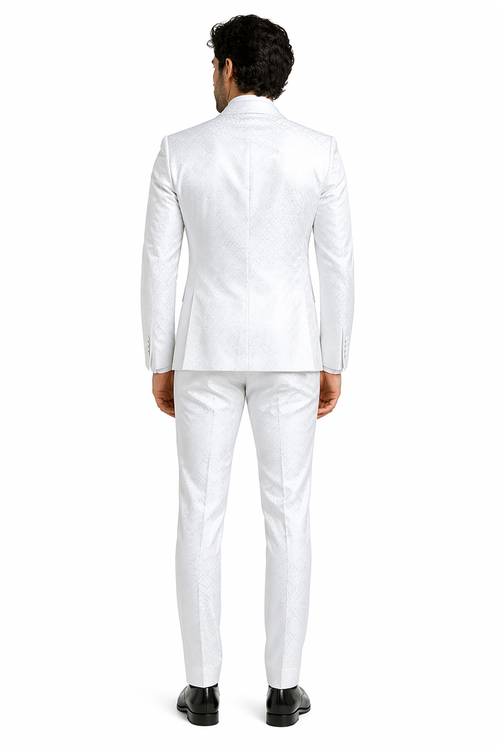 Rossi Man FORD RM1911 â€“ Slim Fit White 3-Piece Suit for Men | Elegant Modern Formalwear