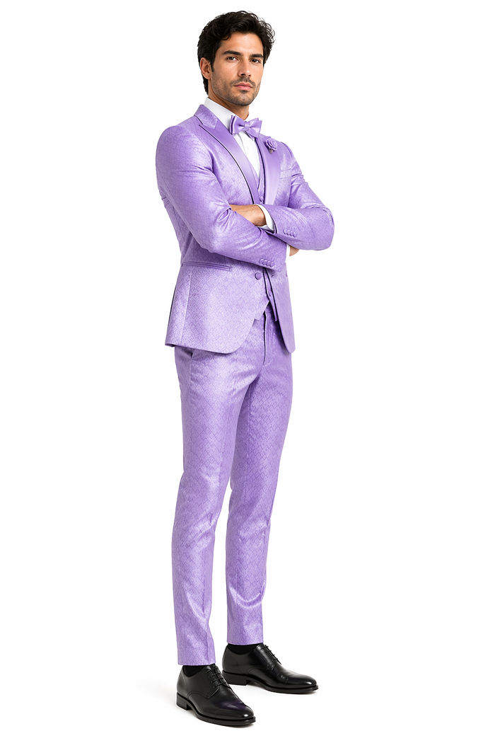 Rossi Man FORD RM1914 â€“ Men's 3-Piece Slim Fit Suit in Purple | Timeless Modern Formalwear