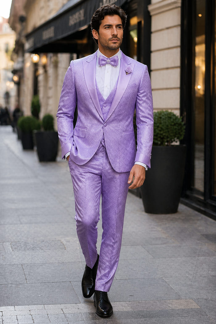 Rossi Man FORD RM1914 â€“ Men's 3-Piece Slim Fit Suit in Purple | Timeless Modern Formalwear