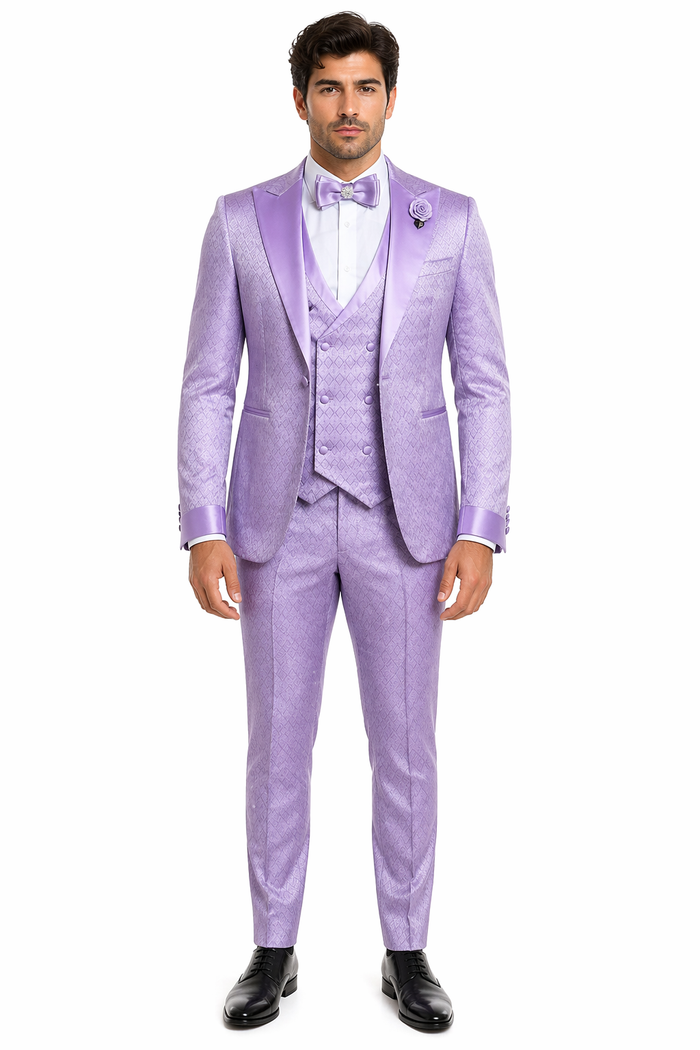 Rossi Man FORD RM1914 â€“ Men's 3-Piece Slim Fit Suit in Purple | Timeless Modern Formalwear