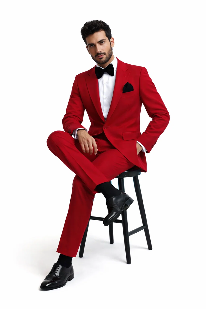 Rossi Man LEO RM1577 â€“ Red Slim Fit 3-Piece Suit for Men | Contemporary Elegance for Formal Occasions