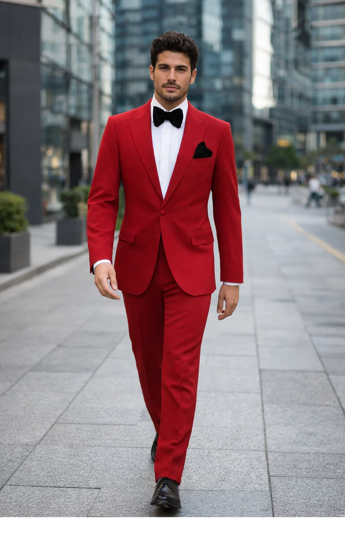 Rossi Man LEO RM1577 â€“ Red Slim Fit 3-Piece Suit for Men | Contemporary Elegance for Formal Occasions