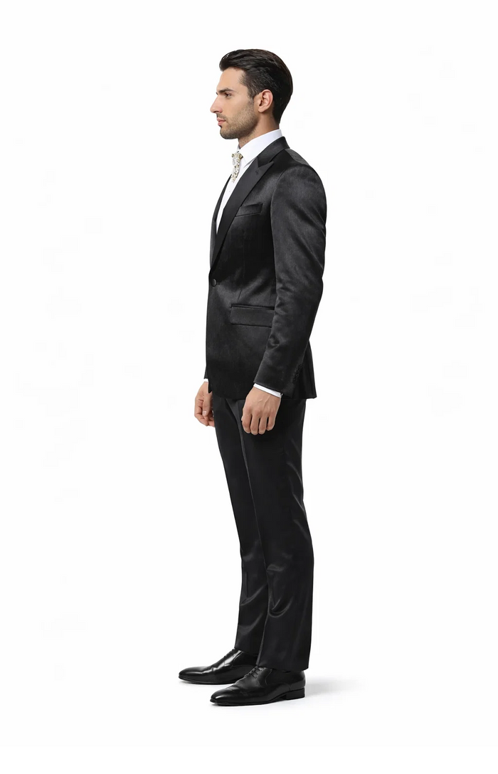 Rossi Man LEO RM1600 â€“ Black Slim Fit 3-Piece Suit for Men | Timeless Classic Formalwear