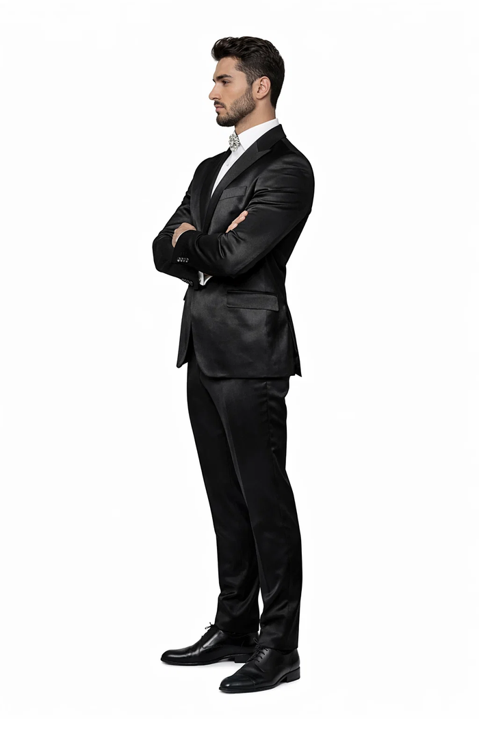 Rossi Man LEO RM1600 â€“ Black Slim Fit 3-Piece Suit for Men | Timeless Classic Formalwear