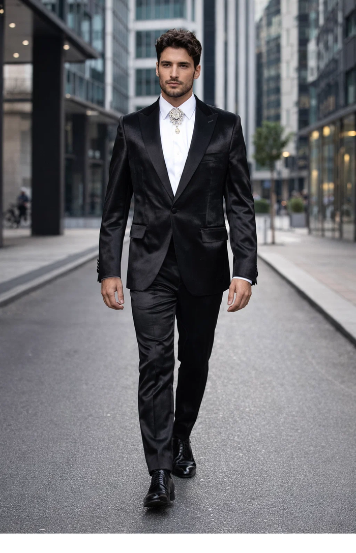 Rossi Man LEO RM1600 â€“ Black Slim Fit 3-Piece Suit for Men | Timeless Classic Formalwear