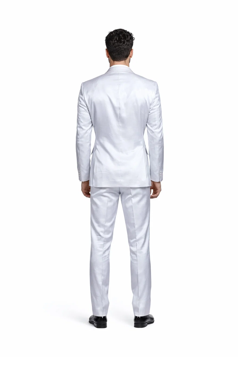 Rossi Man LEO RM1601 â€“ White Slim Fit 3-Piece Suit for Men | Elegant Formalwear Ensemble