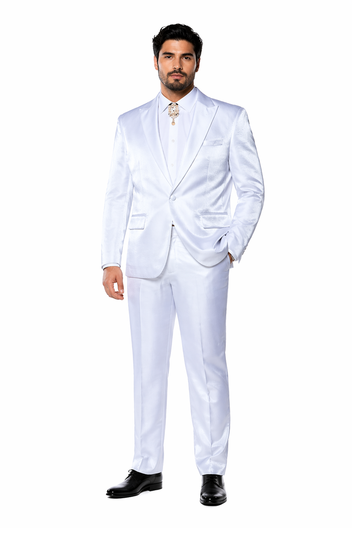 Rossi Man LEO RM1601 â€“ White Slim Fit 3-Piece Suit for Men | Elegant Formalwear Ensemble