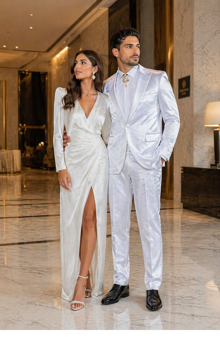 Rossi Man LEO RM1601 â€“ White Slim Fit 3-Piece Suit for Men | Elegant Formalwear Ensemble