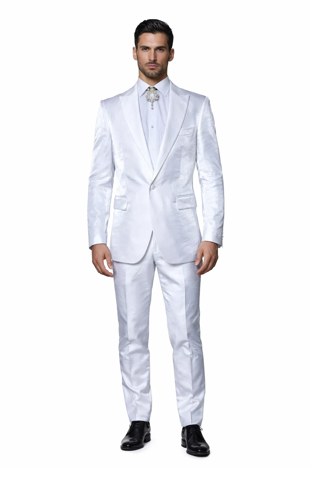 Rossi Man LEO RM1601 â€“ White Slim Fit 3-Piece Suit for Men | Elegant Formalwear Ensemble